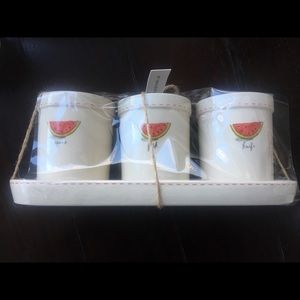 NWT Rae Dunn Watermelon utensil holders with tray